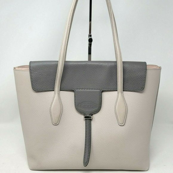 Auth Tods JOY Flap Leather Medium Tote - Picture 2 of 12